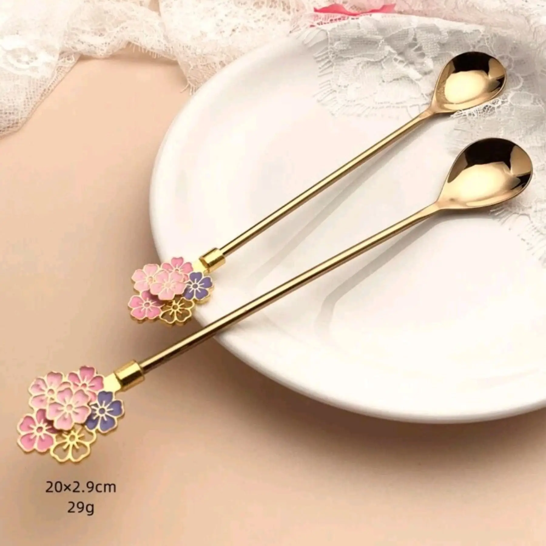 Gold Flower Tall Spoon - Image 2